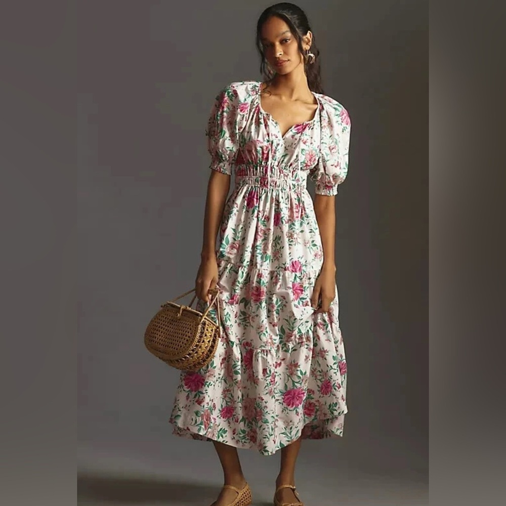 Anthropologie Somerset Maxi Floral Puff Sleeve Dress 3X NWOT